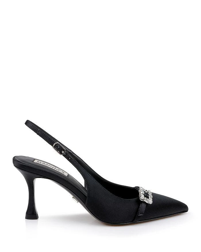 Badgley Mischka Women's Annmarie Pointed Toe Rhinestone Buckle Mid Heel Sandals 2