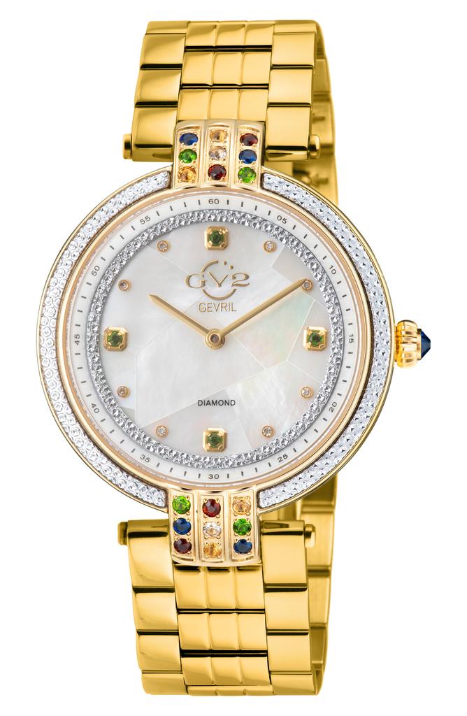 GV2 Matera Swiss Quartz White Mother of Pearl Dial Diamond Bracelet Watch, 35mm - 0.04ct.