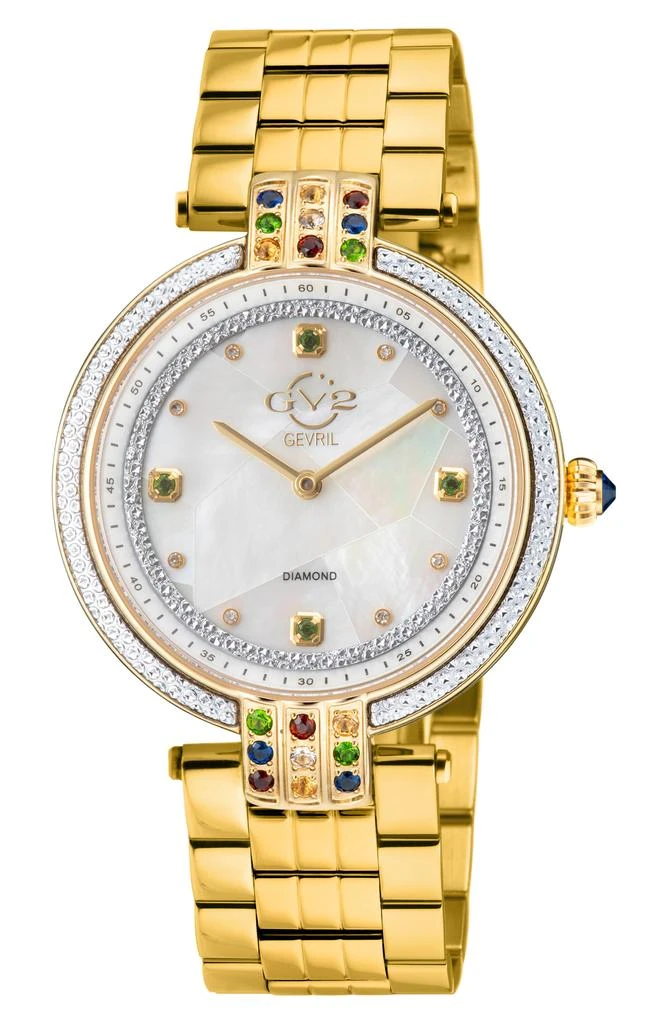 GV2 Matera Swiss Quartz White Mother of Pearl Dial Diamond Bracelet Watch, 35mm - 0.04ct. 1