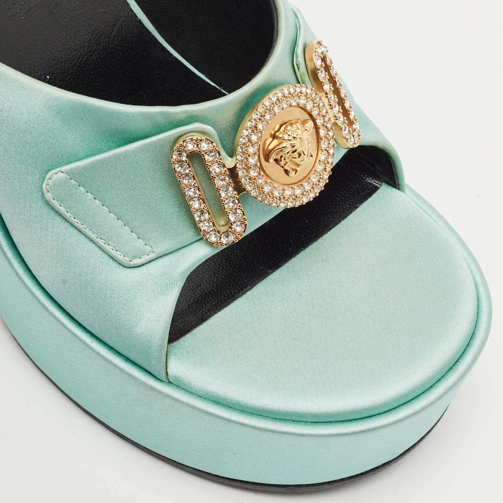 Versace Versace Mint Green Satin Medusa Biggie Platform Mules Size 38 7