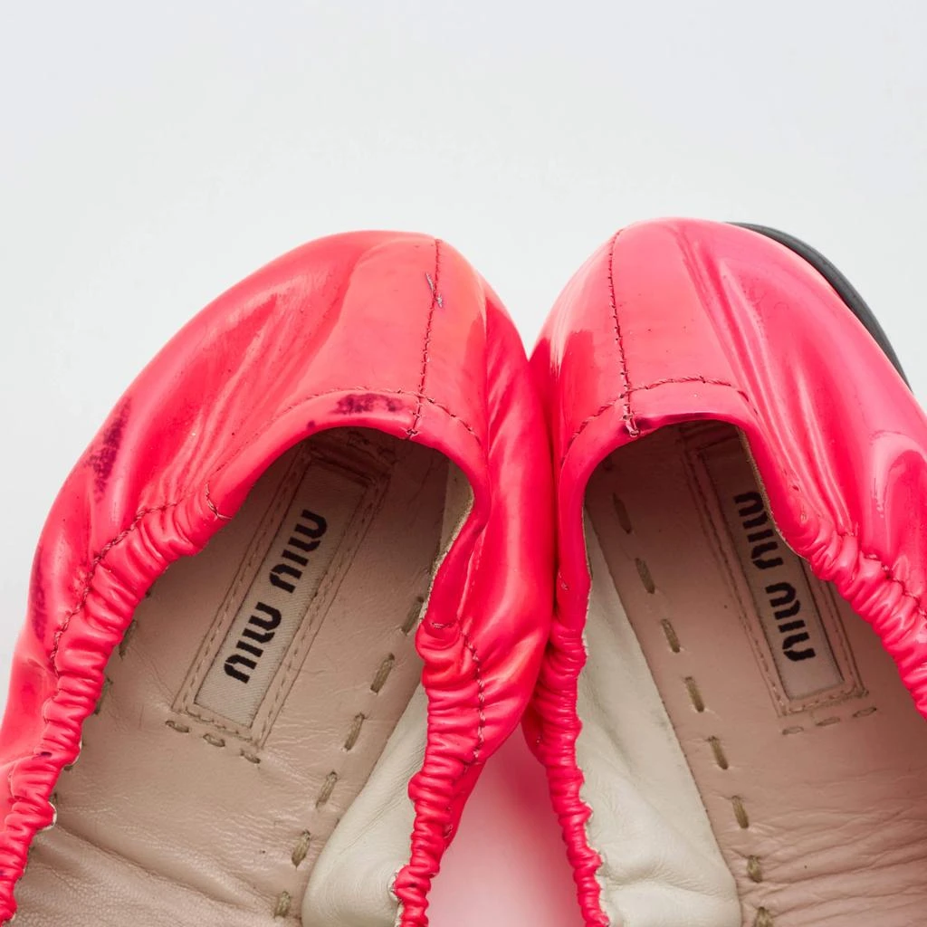 Miu Miu Miu Miu Pink Patent Leather Bow Scrunch Ballet Flats Size 37 10
