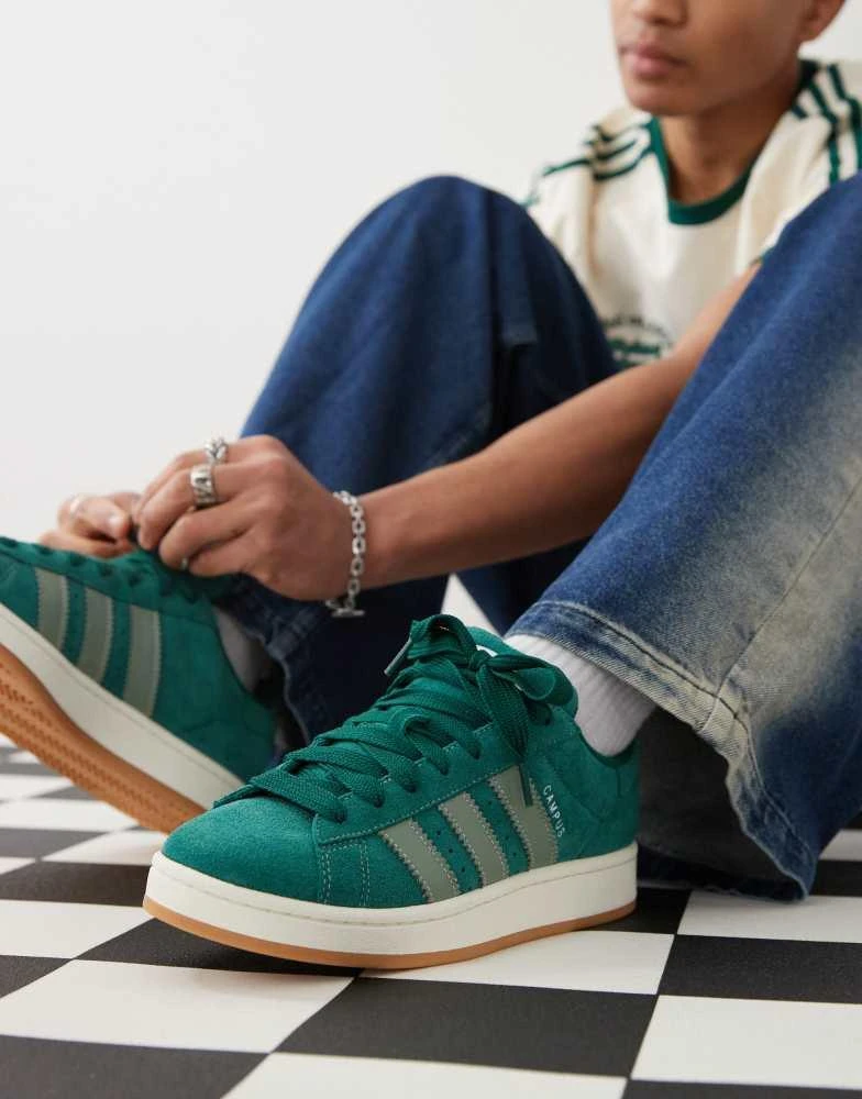 Adidas adidas Originals Campus 00's trainers in dark green and silver 1