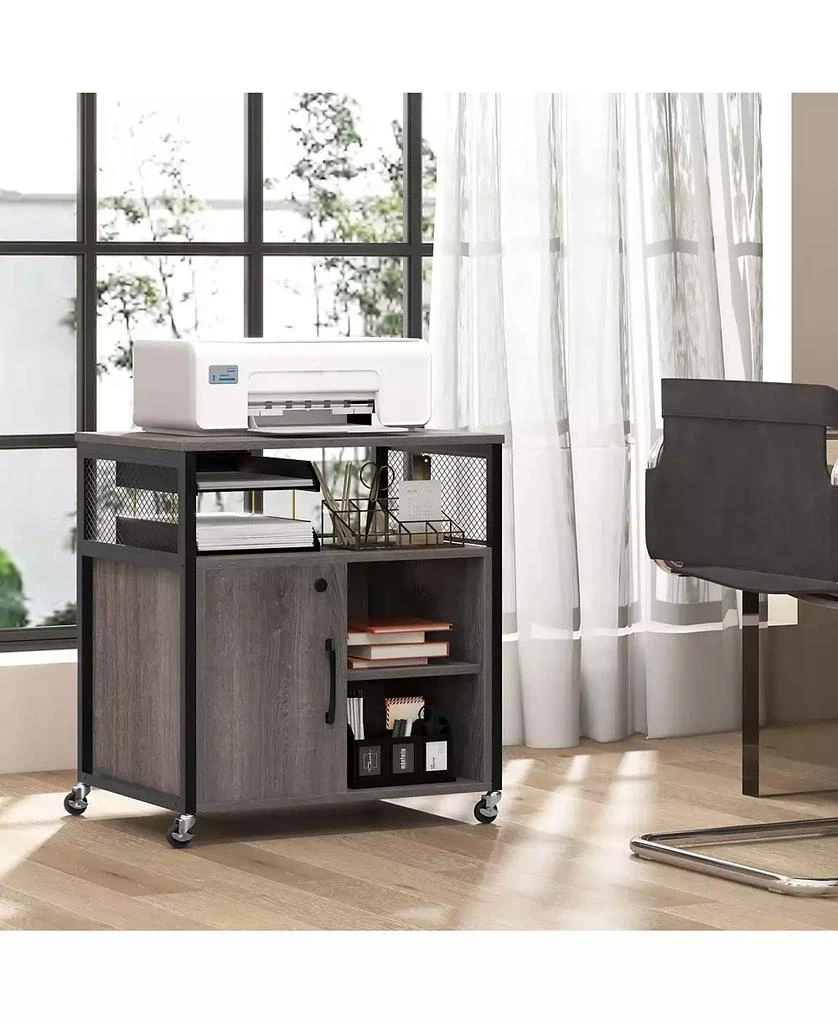 GOUUN File Cabinet on Wheels with Charging Station and Cable Management Hole 8