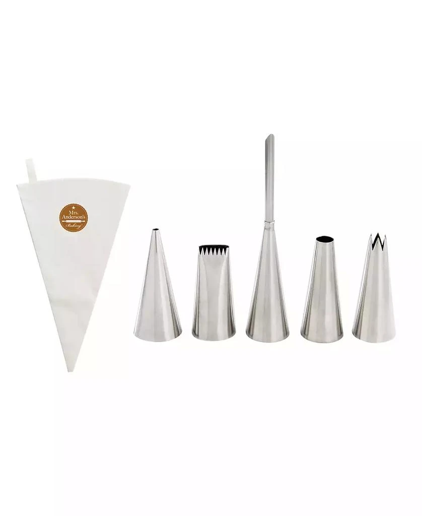 Mrs. Anderson's Baking Mrs. Anderson’s Baking Cake Decorating Bag (Cotton, 14") with 5 Cake Decorating Tips (18/8 Stainless Steel) 1