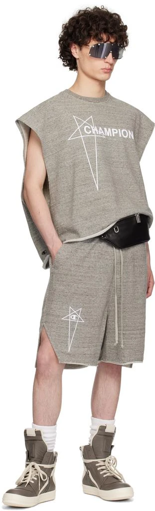 Rick Owens Gray Champion Edition Beveled Pods Shorts 4