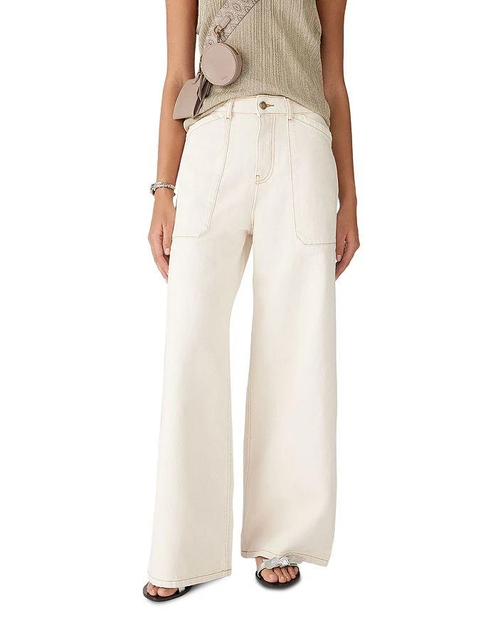 ba&sh Mallou Wide Leg Jeans in Off White 1