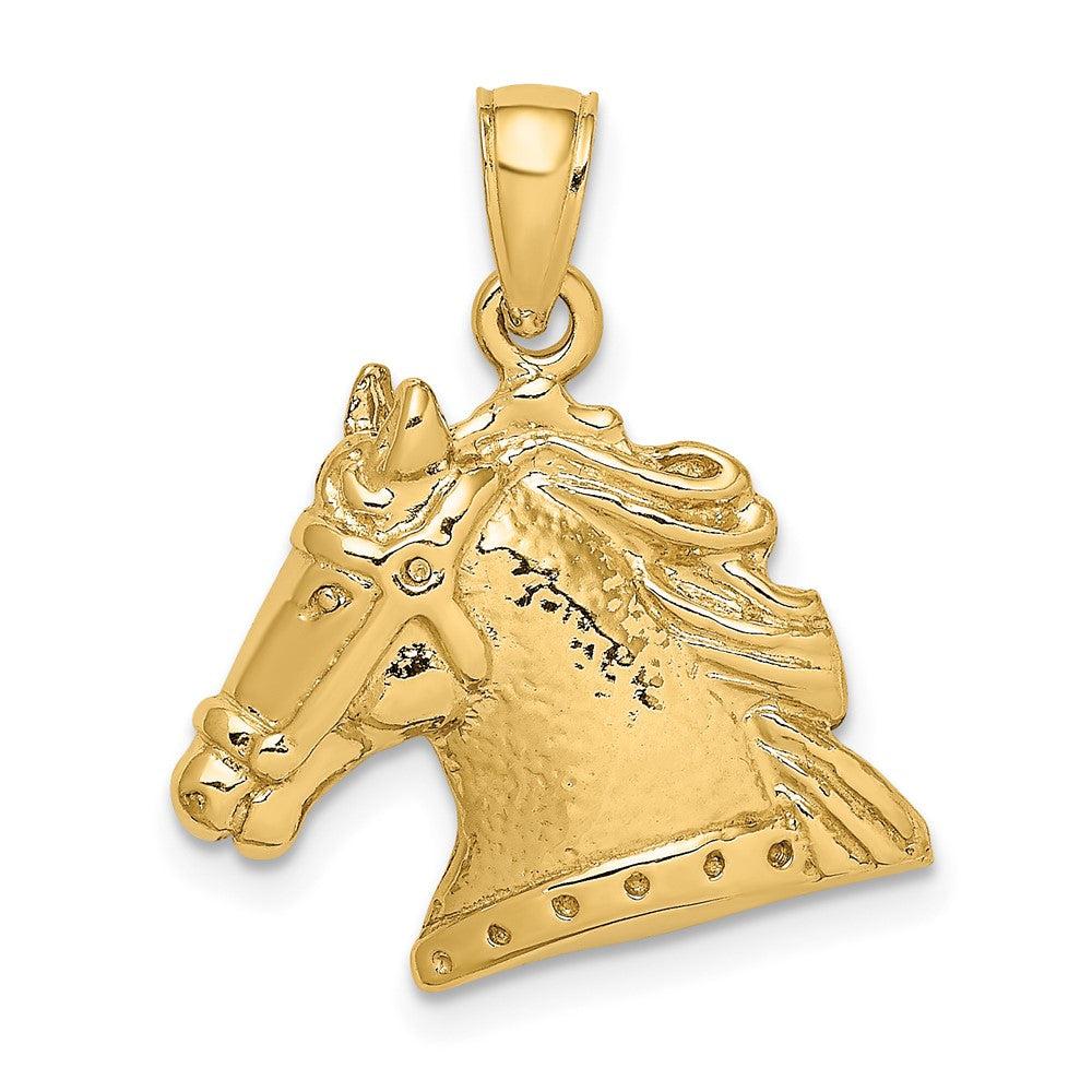 Diamond2Deal 10k Yellow Gold Textured Horse Head Charm Pendant