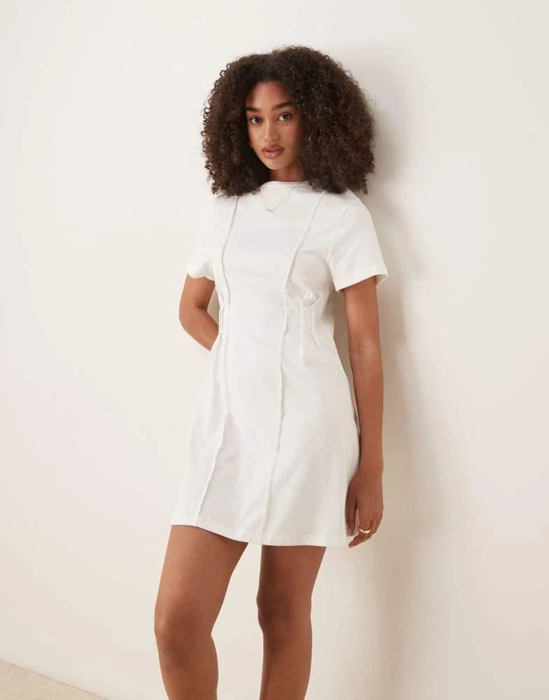 ASOS Design cinched t-shirt mini dress in White