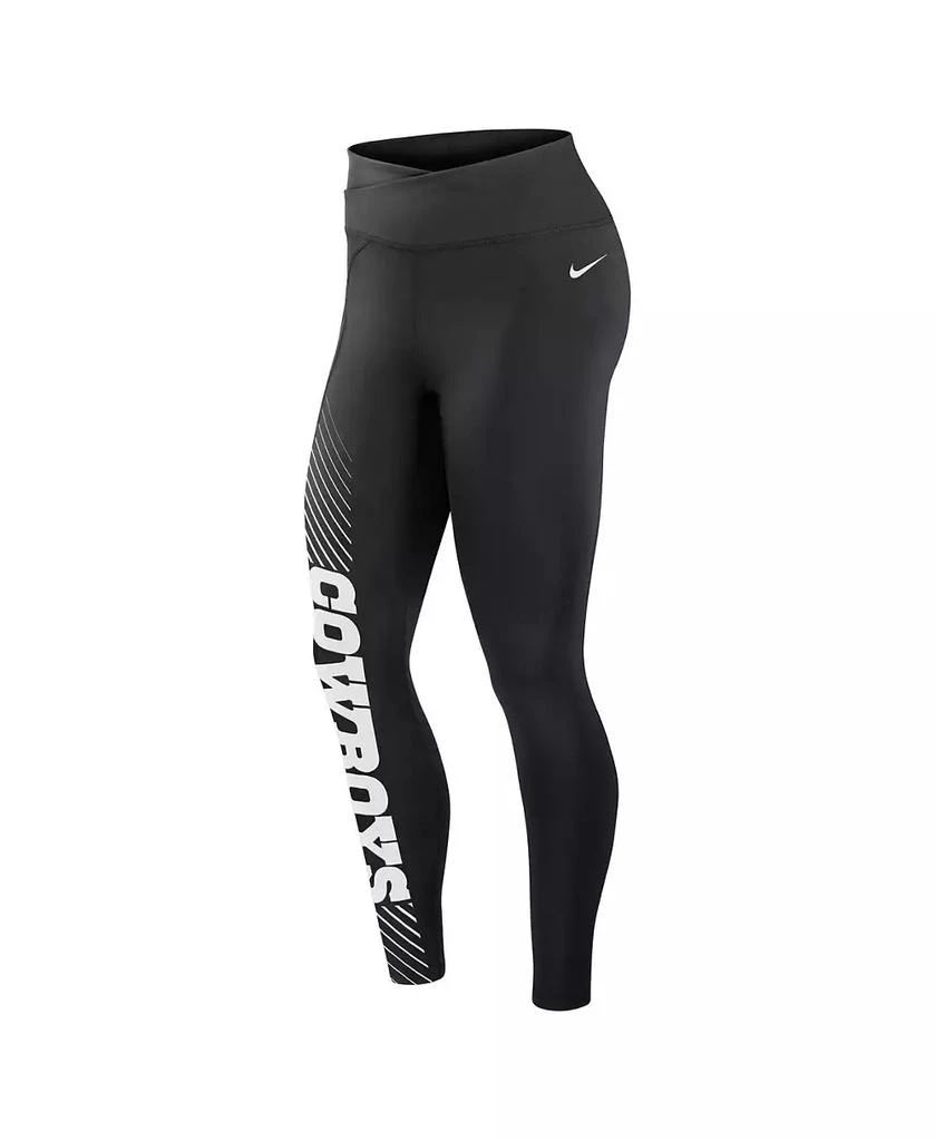 NIKE Women's Black Dallas Cowboys Yard Line Crossover Leggings 3