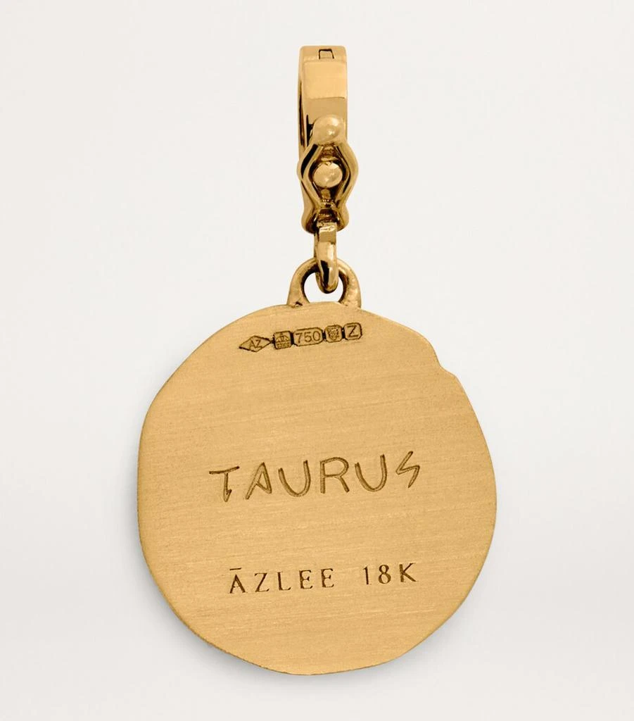 Azlee Small Yellow Gold and Diamond Taurus Coin Charm 3