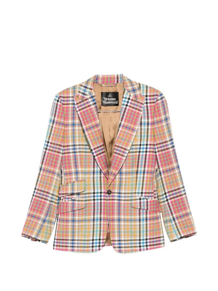 Vivienne Westwood Multicolored Plaid Tailored Blazer With Notched Lapels