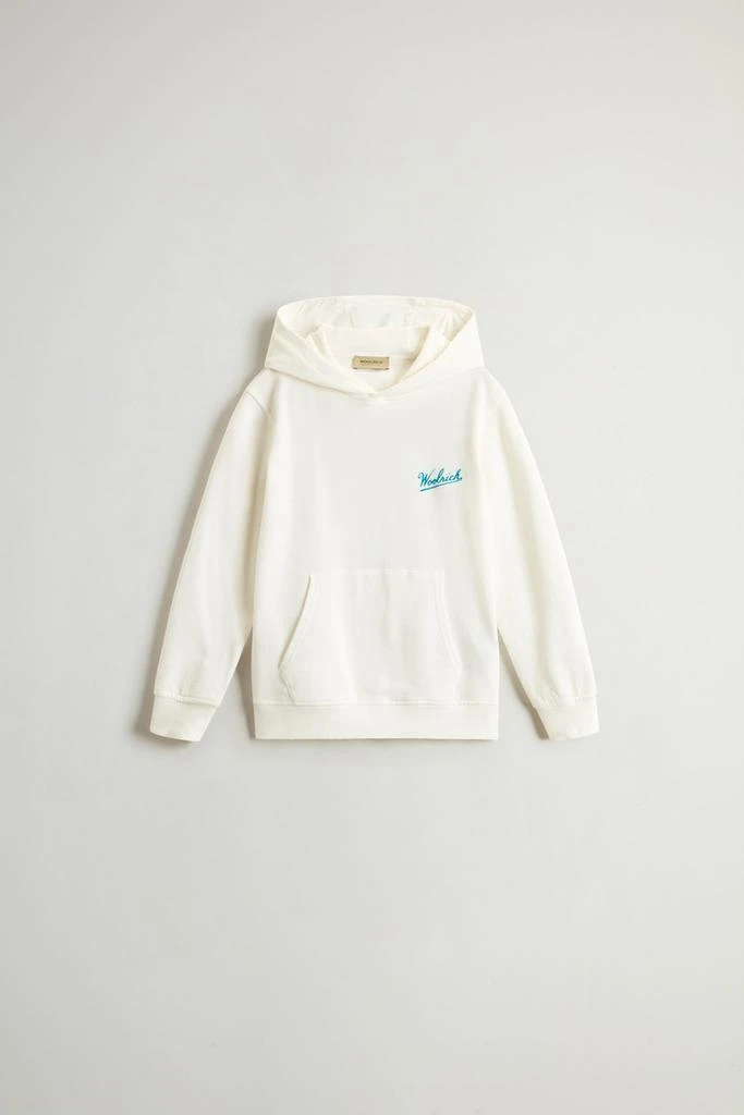 Woolrich Garment-dyed Boys’ Hoodie in Pure Cotton - Boys - Green 1