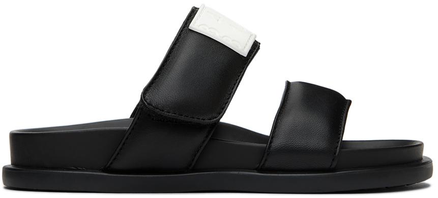 MM6 Maison Margiela Kids Black Leather Slides