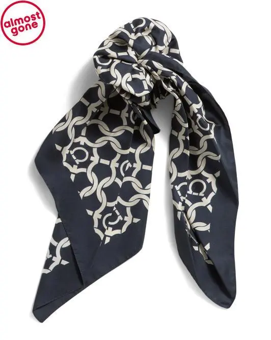 Salvatore Ferragamo Made In Italy Silk Scarf With Scrunchie