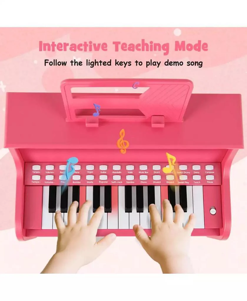 HONGGE Kids Digital Piano Keyboard with Lighted Teaching Mode and Bench for Musical Learning 7