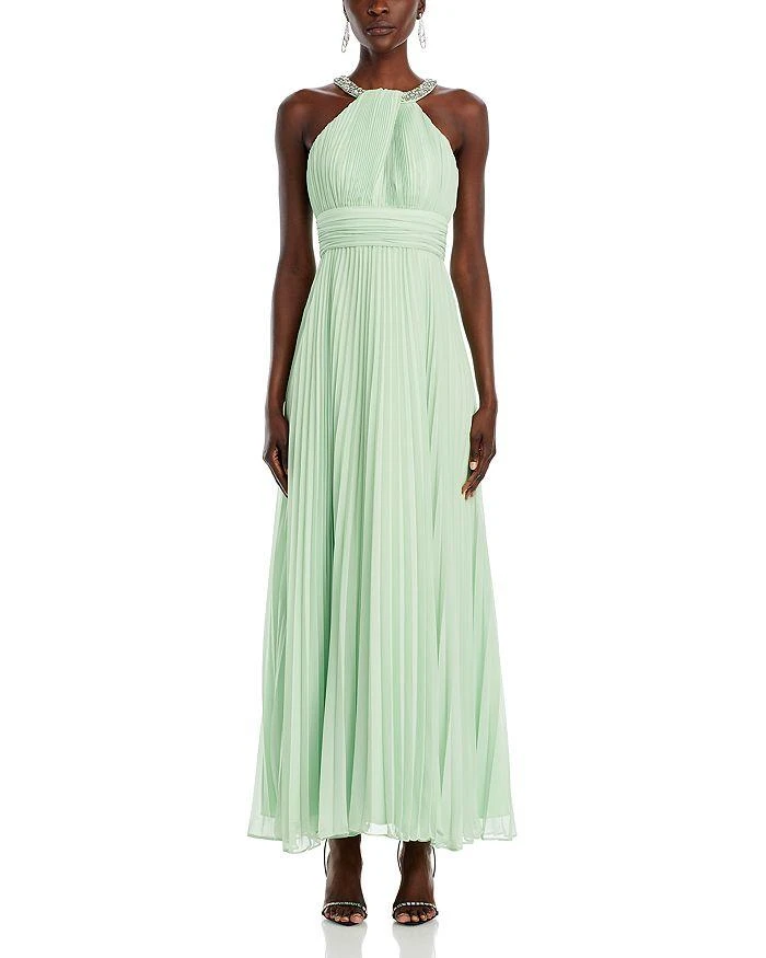Eliza J Embellished Halter Neck Pleated Dress 7
