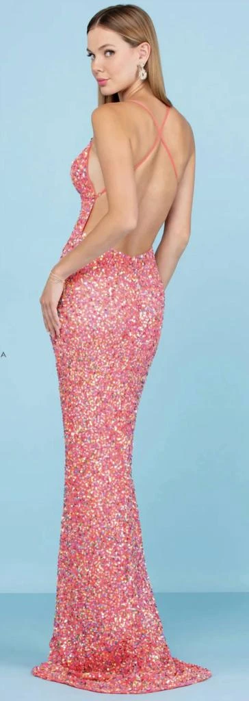 SCALA Sequin Gown With Criss Cross Back In Confetti 3