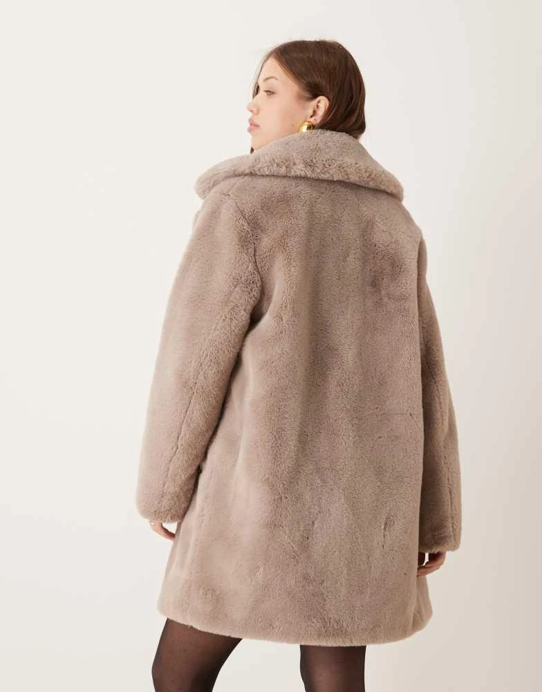New Look New Look faux fur coat in mink 4