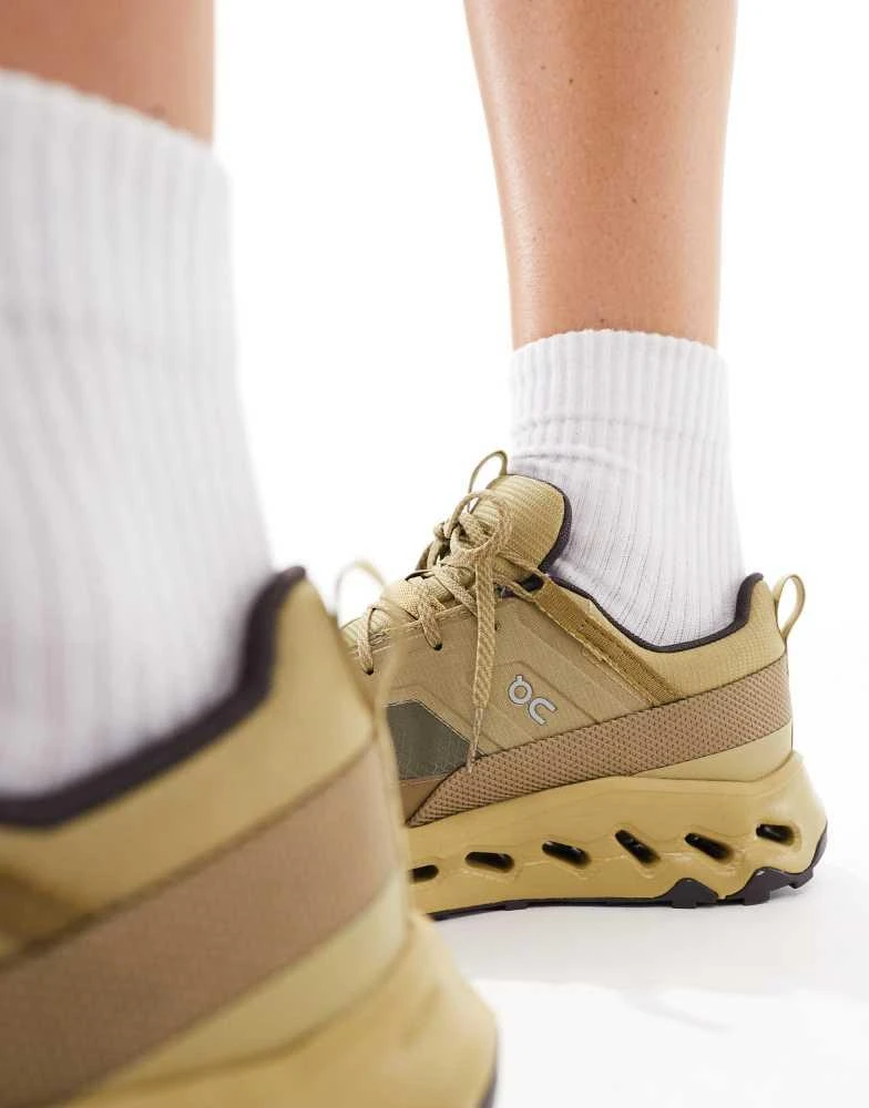 On ON Cloudhorizon waterproof all day trainers in safari brown and olive 4