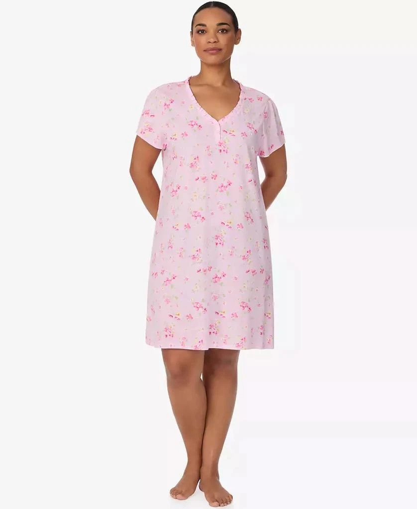 Ralph Lauren Plus-Size Short-Sleeve Ruffle V-Neck Sleep Gown