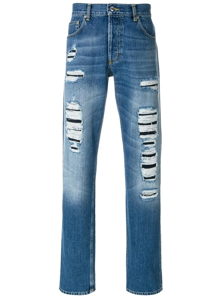 Alexander McQueen straight-leg distressed jeans - men 1