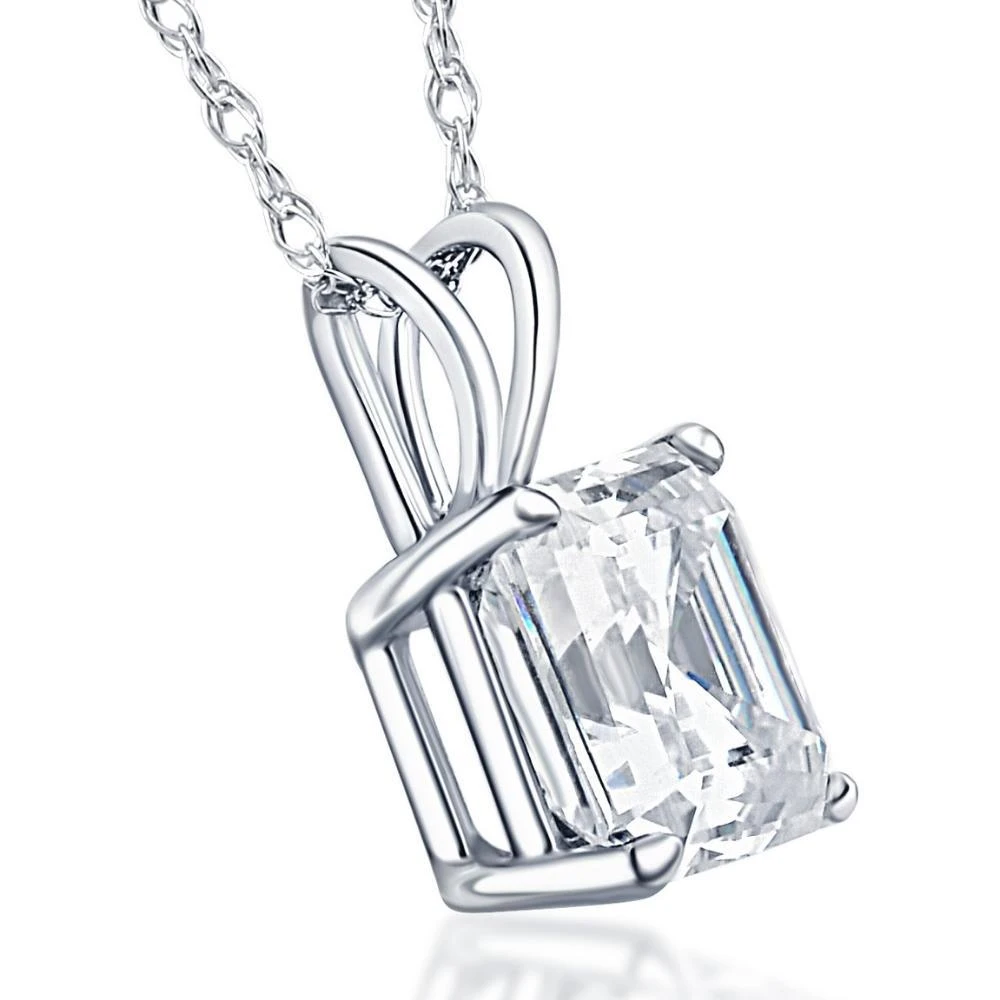 Pompeii3 2 CT Asscher Cut Solitaire Pendant Necklace in 14k White, Yellow, or Rose Gold 3