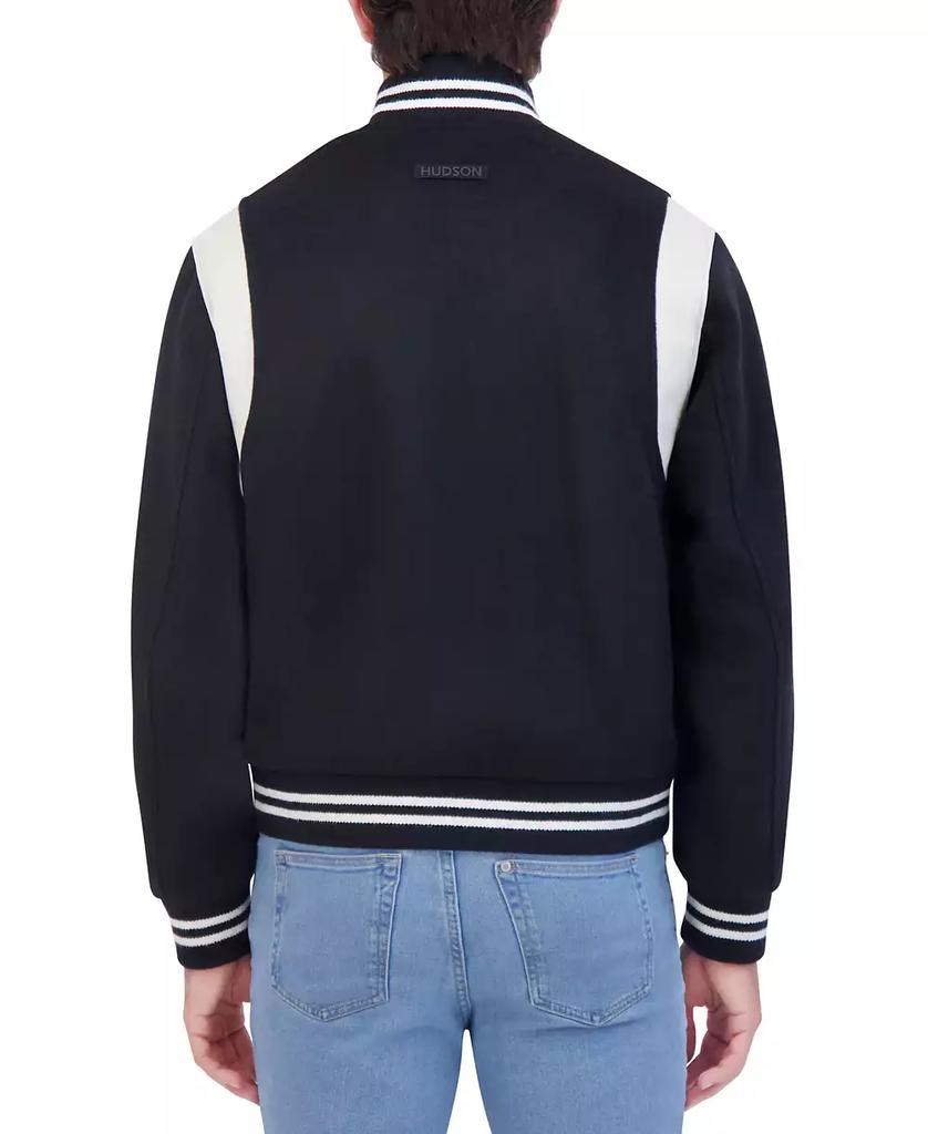 Hudson Men's Varsity Jacket with Faux Leather Trim