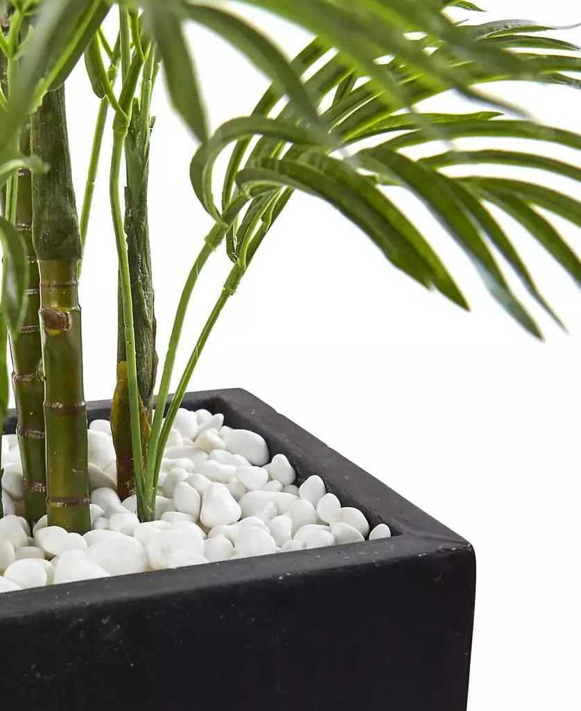 NEARLY NATURAL 4.5
 Areca Palm UV-Resistant Indoor/Outdoor Artificial Tree in Black-Washed Planter 6