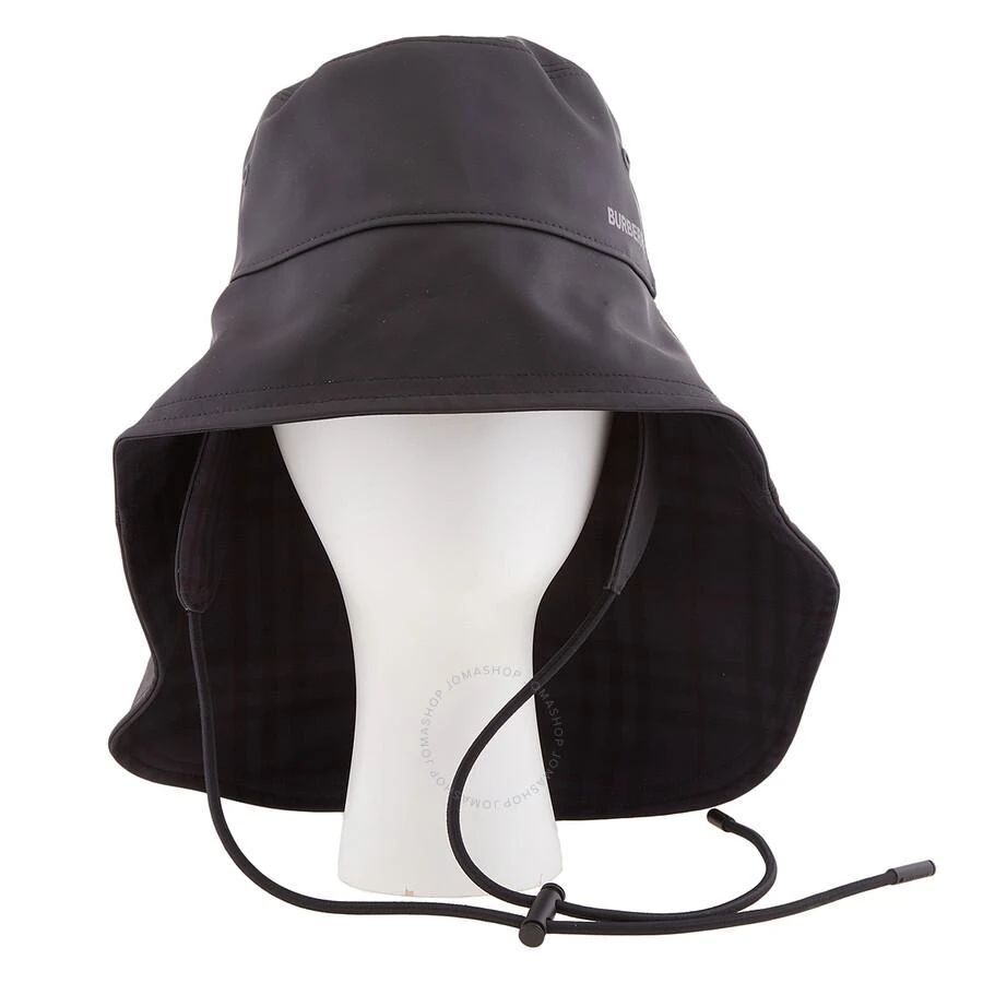 Burberry Ladies Black Logo Print Drawstring Fisherman Bucket Hat 1