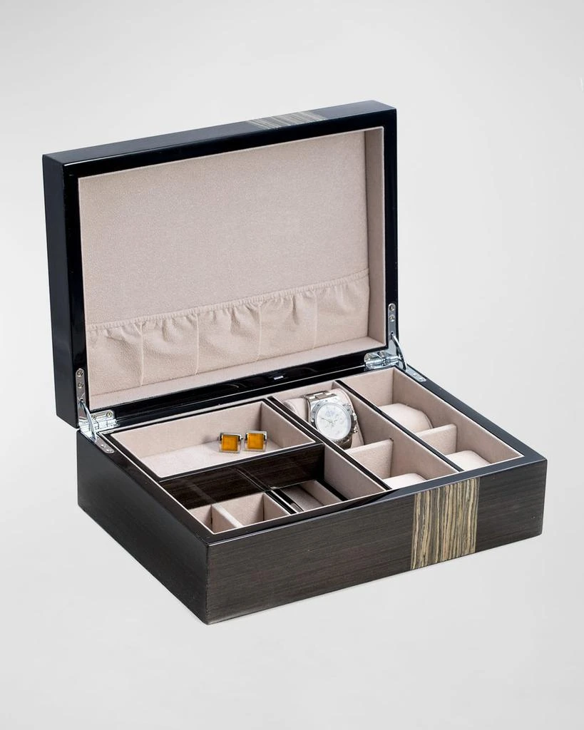 Bey-Berk Lacquered Ash Wood Valet Box 3
