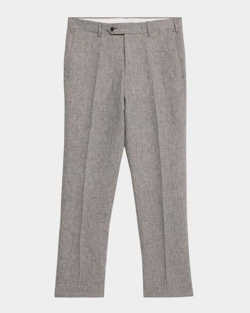 Zanella Men's Parker Linen Check Flat-Front Pants