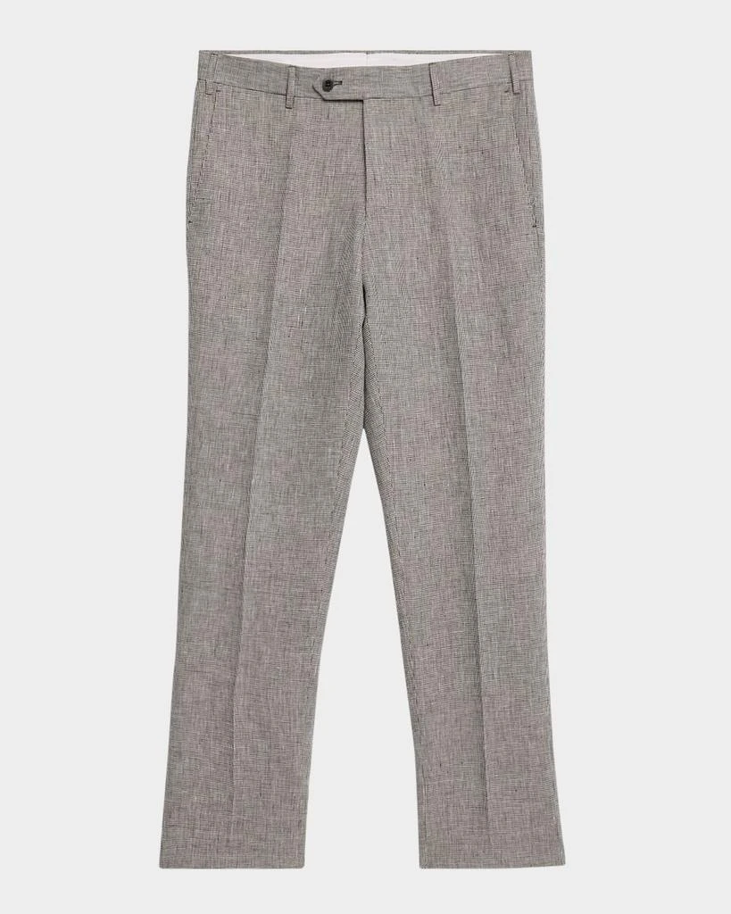 Zanella Men's Parker Linen Check Flat-Front Pants 1