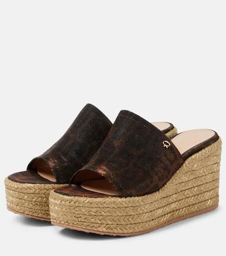 Gianvito Rossi Leopard-print espadrille wedge mules 5