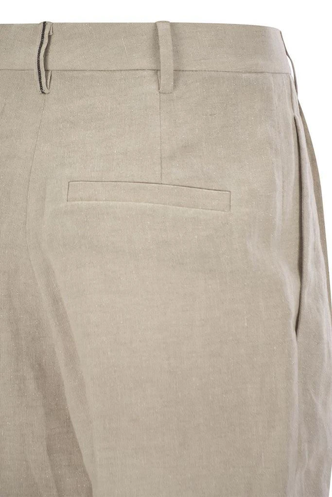 Brunello Cucinelli Brunello Cucinelli Slouchy Trousers In Sparkling Linen Canvas With Jewellery 4