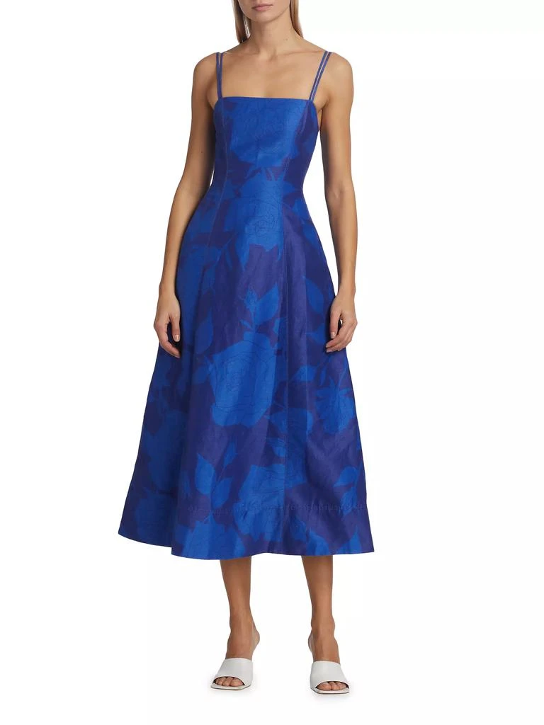 Aje Belonging Floral Linen-Blend Midi-Dress 3