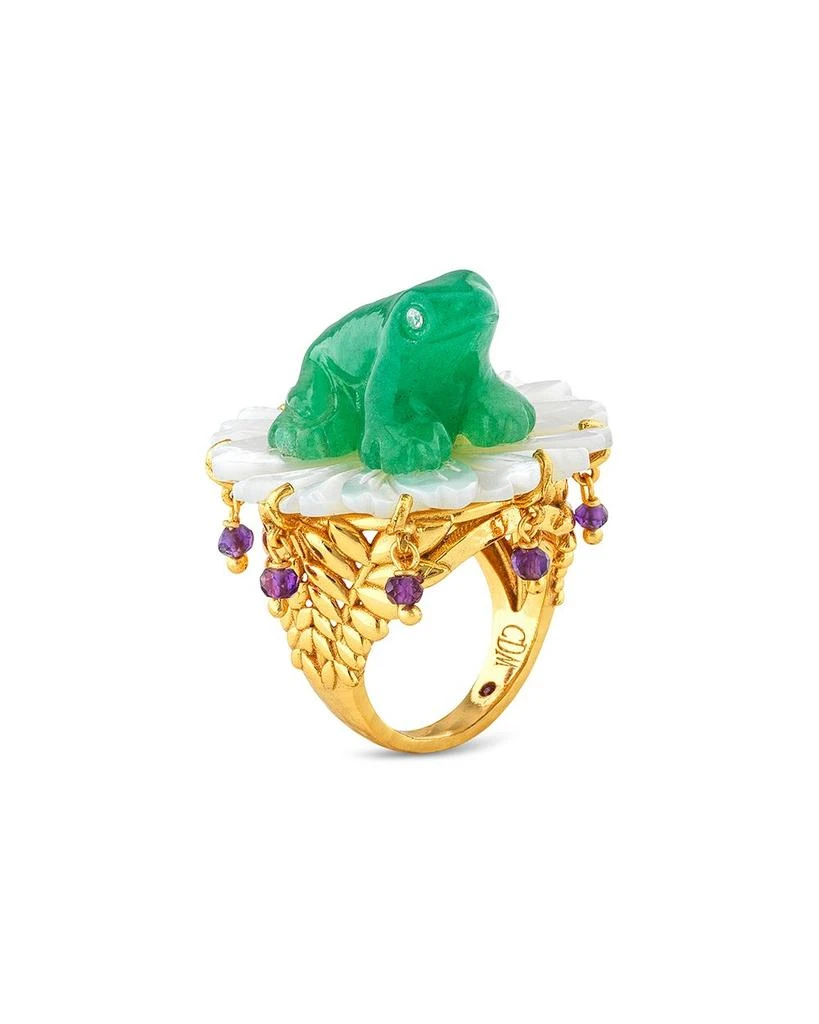 Capucine De Wulf Villandry Mixed Stone Frog On Flower Ring in 18K Gold Plated 7