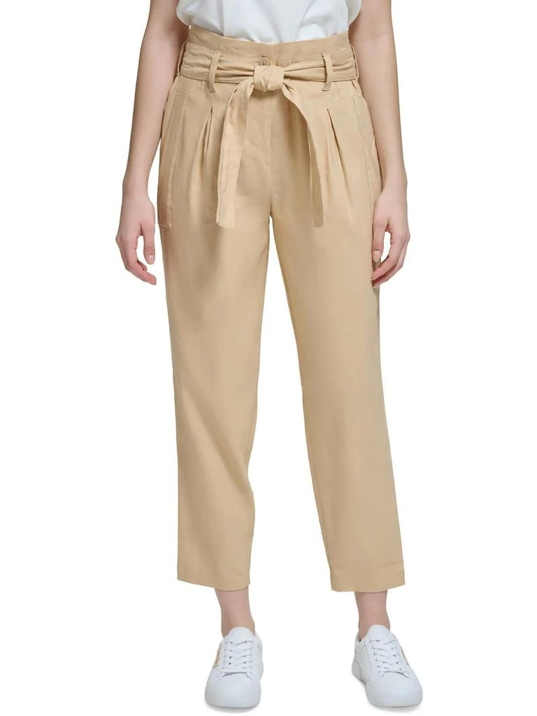 Calvin Klein Womens Linen High Waist Cropped Pants 1