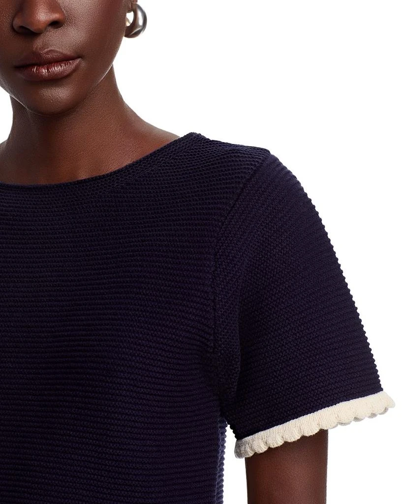 AQUA Lace Trim Short Sleeve Sweater - Exclusive 4