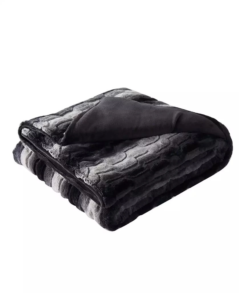 Christian Siriano New York Christian Siriano NY® 60" x 70" Black Ombre Luxury Faux Fur Filled Throw with Gift Box 4