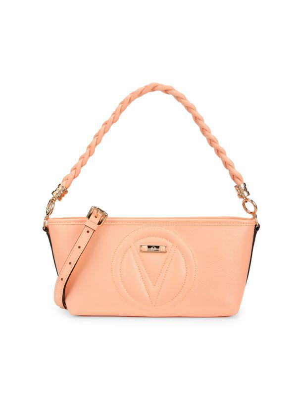 Mario Valentino Grace Logo Embossed Leather Top Handle Bag