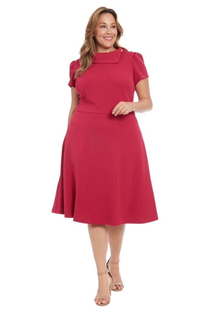 London Times Short Sleeve Scuba Crepe Fit & Flare Dress 6