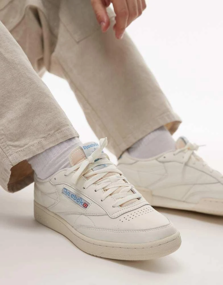 Shop Reebok Club C 85 trainers in off white and blue on Sale at BeyondStyle   Get 46% Off Reebok Club C 85 trainers in off white and blue with  Limited-Time Flash