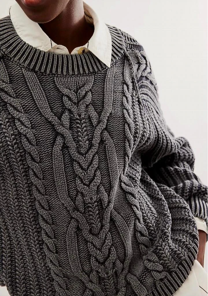 Free People Frankie Cable Sweater In Black 3