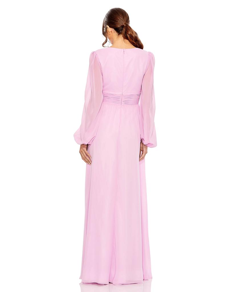 Ieena for Mac Duggal Plunge Neck Lace Up Evening Gown