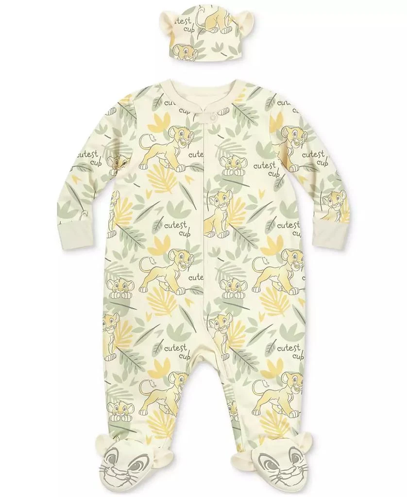 Disney Baby Boys The Lion King Footed Coverall & Hat, 2 Piece Set 1