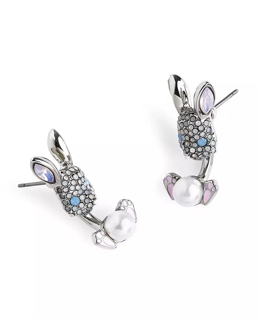 Betsey Johnson Faux Stone Spring Bunny Barbell Jacket Earring 2