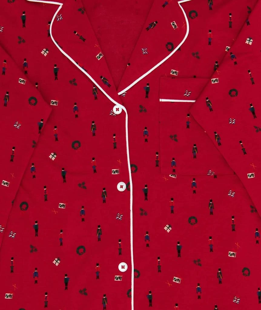 Eberjey Gisele Printed Long Pj Set In Nutcracker Holly Red/ivory 4