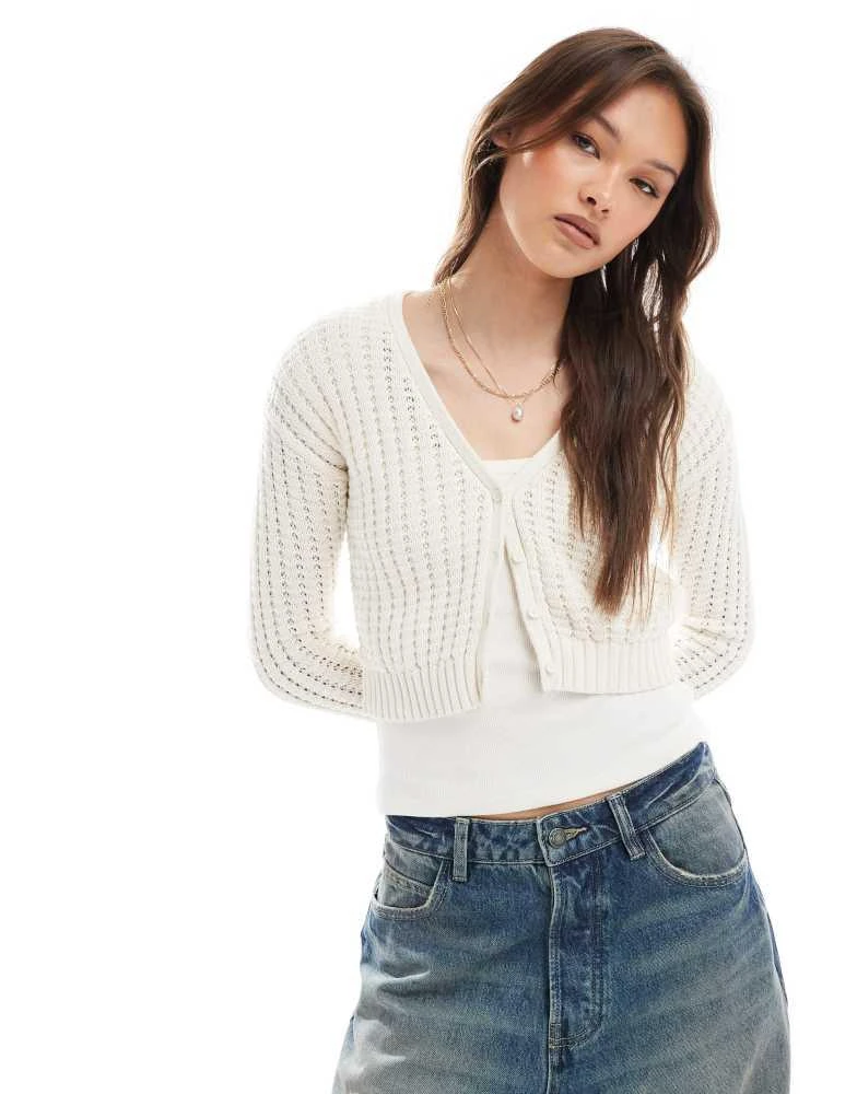 Cotton:On Cotton On v neck ribbed cardigan in ecru 1