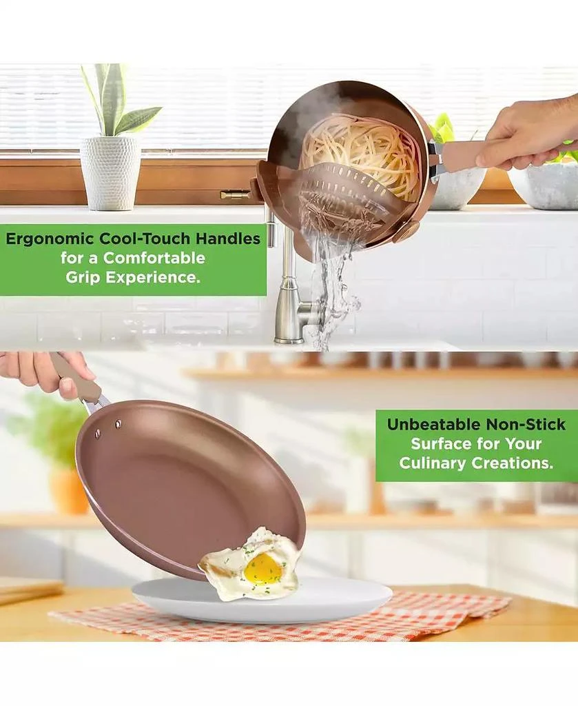 NutriChef Nonstick PFOA/PFOS-Free 14-Piece Stainless Steel Cookware Set with Saucepan, Frying Pans, Dutch Oven, Lids 
Utensils – Model NCCW14S 3