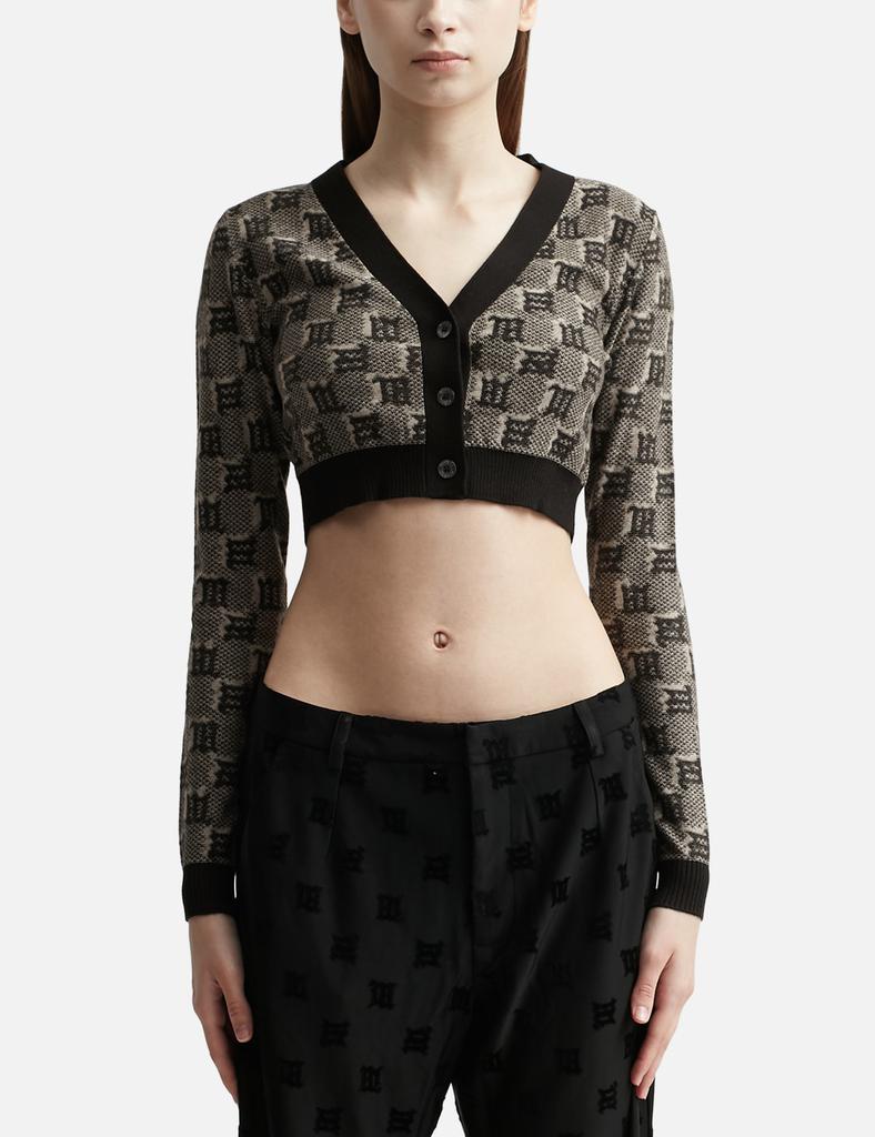 Misbhv Silk Wool Knitted Monogram Cropped Cardigan